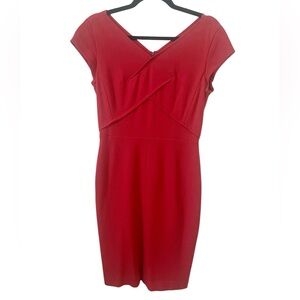 EUC Classiques Entier Red Sheath Dress Ponte Knit Cap Sleeve Size 2 Petite